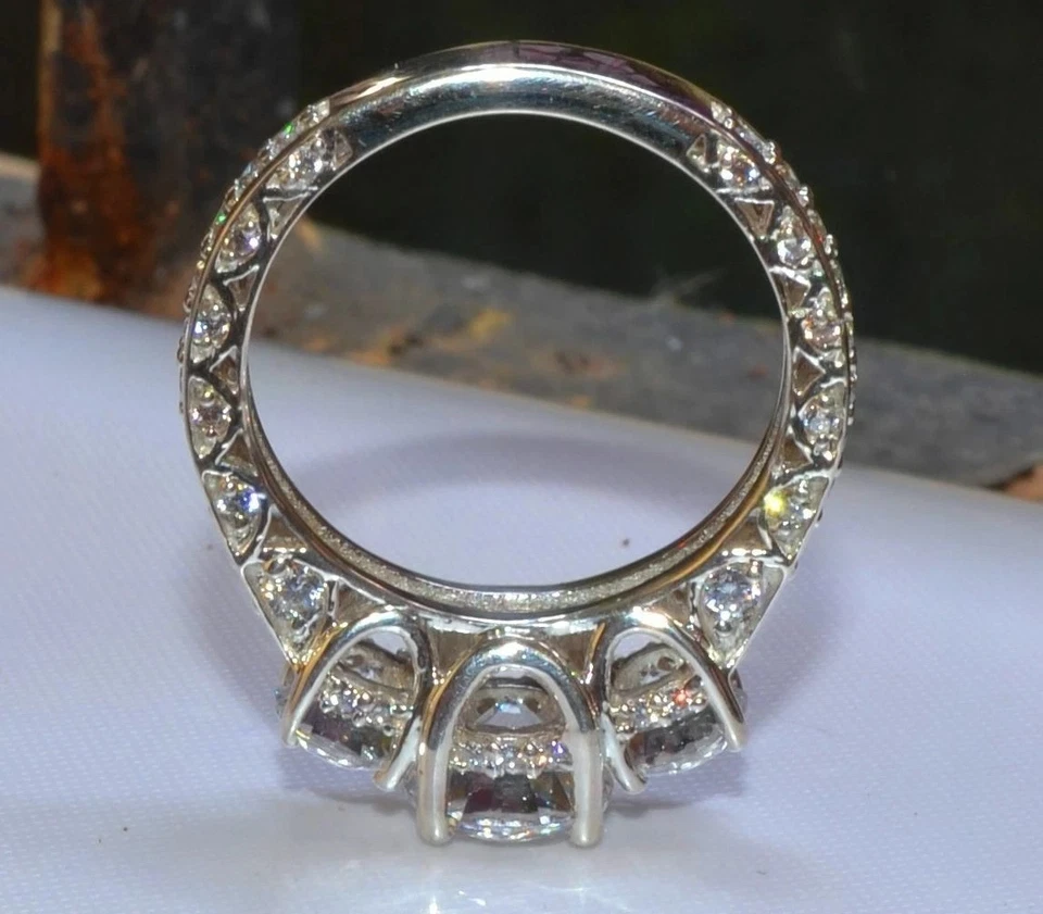 3 CT Round Cut Lab Created Diamond Anniversary Engagement 14K White Gold FN Ring - Image 4 of 4