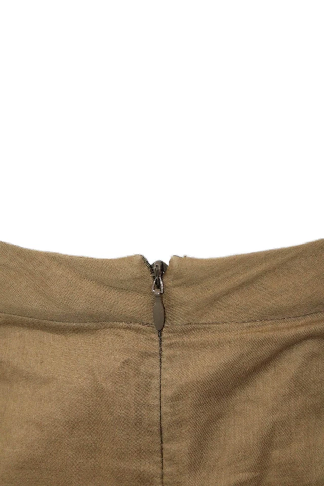 Tse Womens Cotton Pleated Back Zipped Ruffled Pocketed Skirt Brown Size 10 - Image 4 of 4