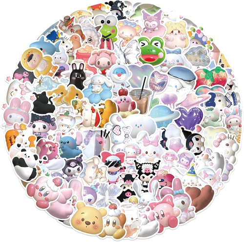 100 Piezas Pegatinas 3D Japonesas Dibujos Animados Sanrio Manga Hello Kitty Pegatinas para Agua - Imagen 12 de 12