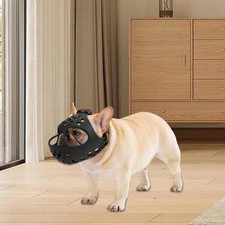 Dog Muzzle Anti Barking Biting Mesh Mask for Short Faced Breed French Bulldog 