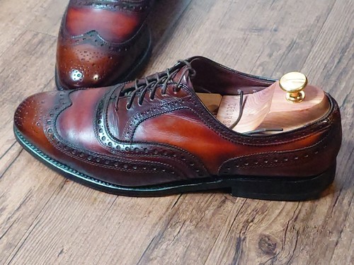 Allen Edmonds McAllister Men's Brown Leather Wingtip Oxford Dress Shoes 9 D - Picture 4 of 10