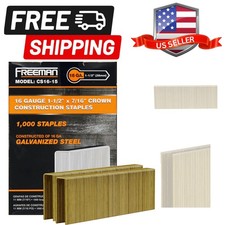 16-Gauge 1-1/2" Glue Collated Construction Staples with 7/16" Crown – 1,000 C...