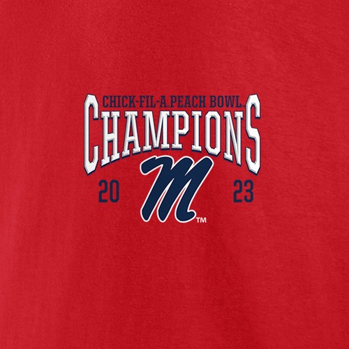 Men's Fanatics Red Ole Miss Rebels 2023 Peach Bowl Champions Score T-Shirt - Bild 4 von 5