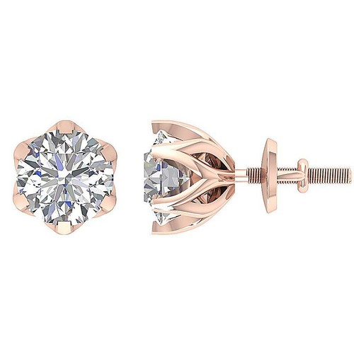 Designer Solitaire Stud Earrings Natural Quality Diamond 1 1/2 Ct 14K White Gold - Picture 9 of 16