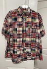 Hog Penny Men’s XL Button Down Multicolor Madras Plaid Cotton Short Sleeve Shirt