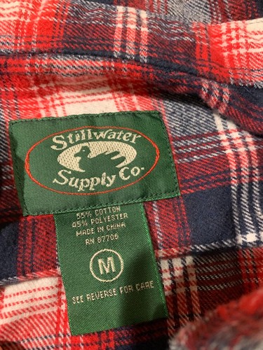 Stillwater Supply Co Men's Button Down Plaid Flannel Shirt Red Blue Size Medium - Picture 3 of 6