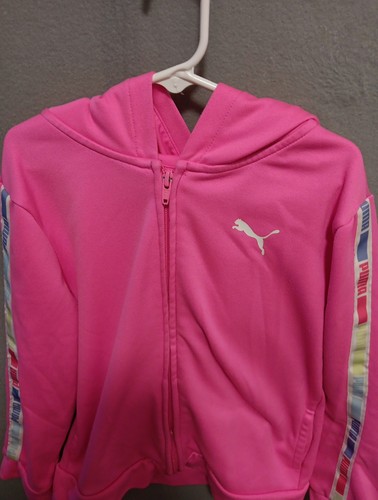 Girl's Large Hoodie Puma Black and Blue Long Sleeve Full Zip Athletic Kid's - Picture 4 of 8