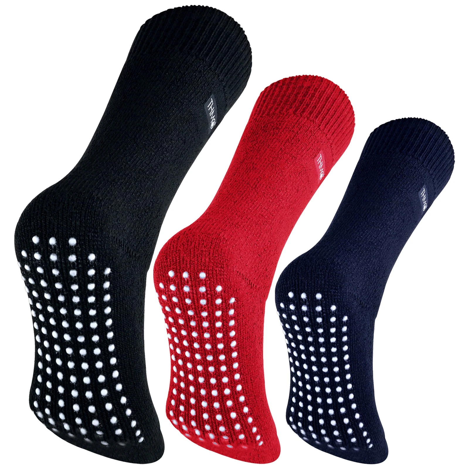 Mens Fleece Lined Slipper Socks by THMO , Thermal Non Slip Socks With Grips
