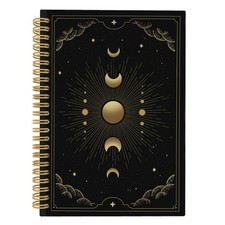Witchy Gothic Spiral Notebook, Astrology Journal, Celestial Sun and Moon Phas...