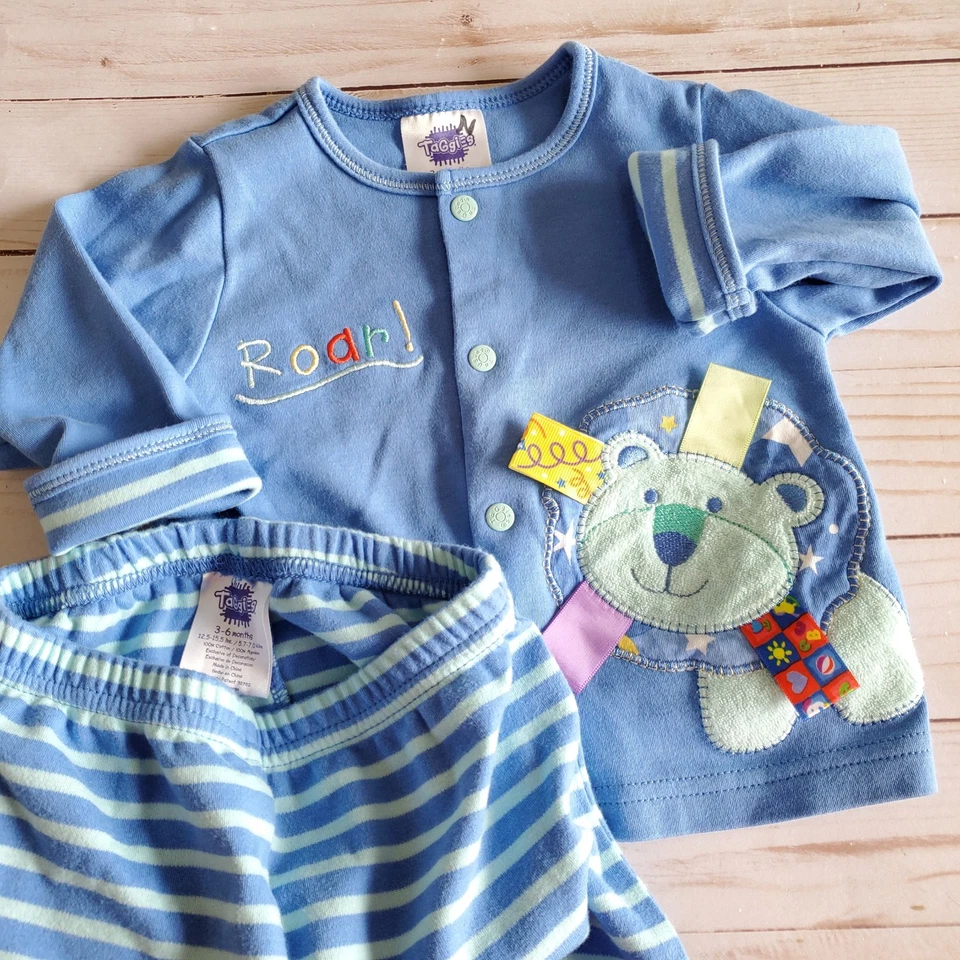 Bebé Niño Taggies 2 piezas Conjunto Talla 3-6 Meses Azul Top Y Pantalones NUEVO Foto 2 de 2
