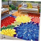 Outdoor Area Rug Washable Multicolored Patio Rug Tropical Botanical Modern 