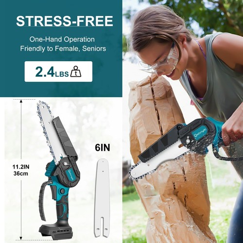 Akku Mini Kettensäge 6 Zoll für Makita 18V Bediengerät (ohne Akku), klein, blau - Bild 5 von 6