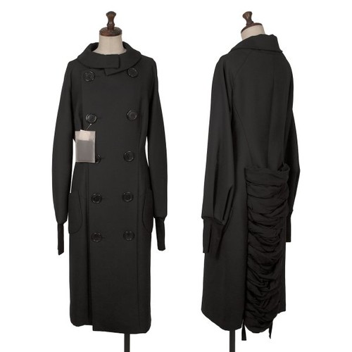 Yohji Yamamoto FEMME Back Silk Gather Design Big Button Coat Size 2(K-164382) - Picture 1 of 12