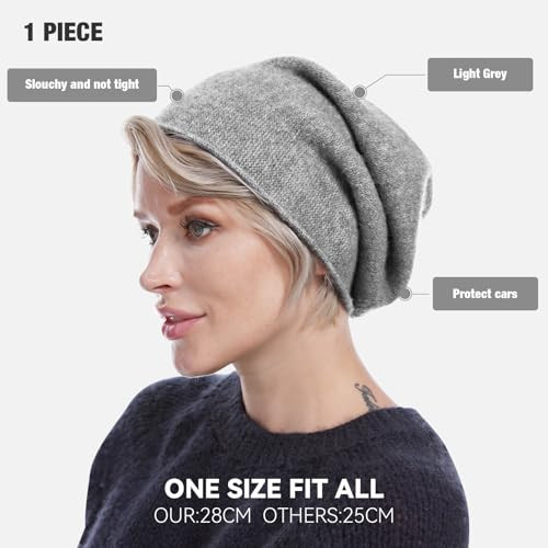  Slouchy Beanie Hats for Women Fashionable Warm Winter One Size Light Grey - Bild 3 von 6