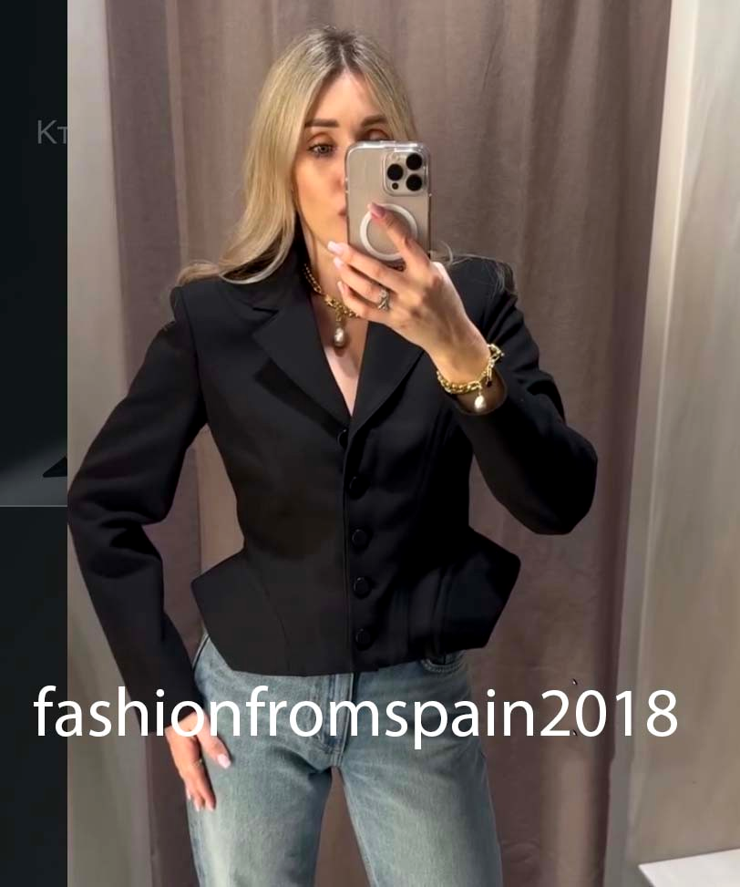 ZARA NEW WOMAN CROPPED TOPSTITCHED BLAZER ZW COLL BLACK XS-L 2130
