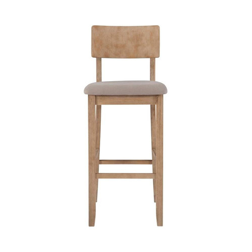 Linon Jordan Wood Bar Stool with Grey Padded Seat in Grey Wash Glaze Finish - Picture 3 of 12