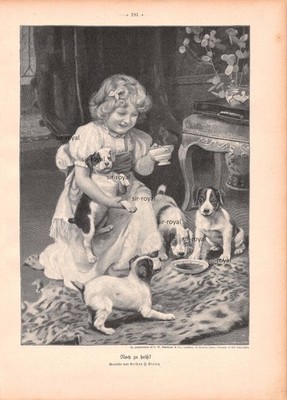 Noch zu heiss - Arthur Elsley - 1907 - Historischer Holzstich ~21x30cm