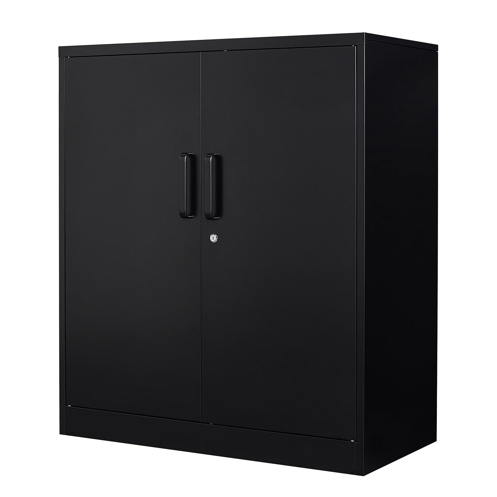 Metal Storage Cabinet 2 Doors 2 Shelves 35.5" Locking Wall Garage Home Office
