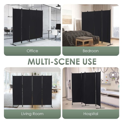 4 Panel Room Divider, 6 FT Folding Privacy Screen with Wide Feet, Freestandin... - Picture 6 of 7