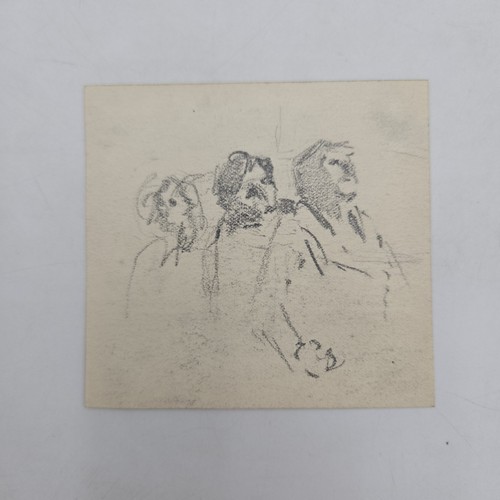 CARLE MICHEL BOOG kleine Bleistiftskizze Studie von 3 Männern hintereinander - Bild 1 von 13