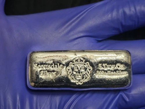 5 oz Scottsdale Silver CAST Bullion Bar .999+ Silver Bar