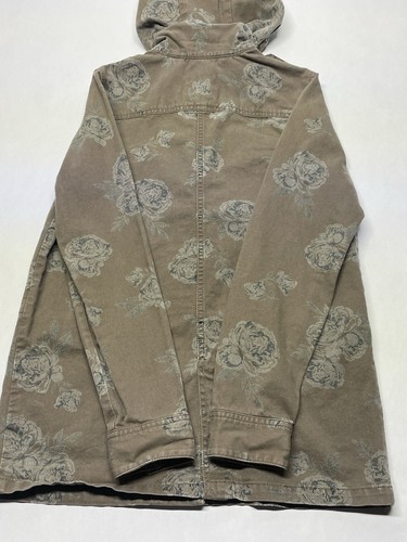 Vans Brown Floral Button Front Chore Pocket Hooded Jacket Size S Grunge Faded - Picture 16 of 23