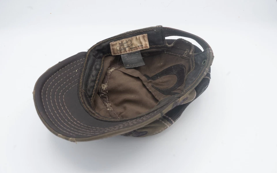 Gorra de bola encerada True Religion estilo moto envejecida - malla marrón oliva [25-0169] Foto 2 de 4