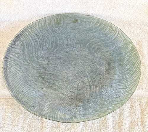 Vintage Aqua Blue Glass Serving Platter / Charger / Chop Plate 16" Diameter USSR - Picture 8 of 20