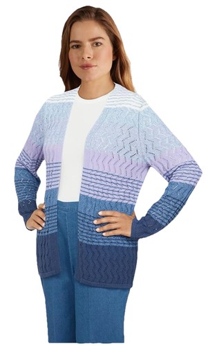 Alfred Dunner Women's Plus-Size Ombre Pointelle Lightweight Cardigan Size 1X New - Picture 3 of 10