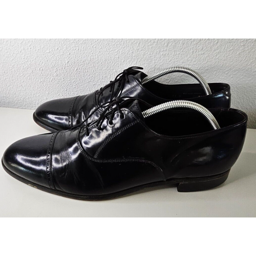 Scarpa elegante Derby Oxford in pelle con punta a cappuccio da uomo Johnston Murphy taglia 11M nera - Foto 4 di 6