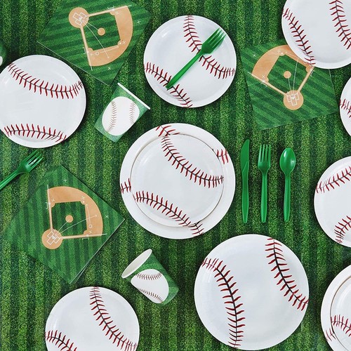 Baseball Birthday Party Pack, Dinnerware Set and Banner (Serves 24, 171 Pieces) - Picture 2 of 8
