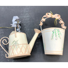 New Listing2 Hand Painted Decorative Mini Bucket Water Pail Can Cottage Floral Shabby Chic
