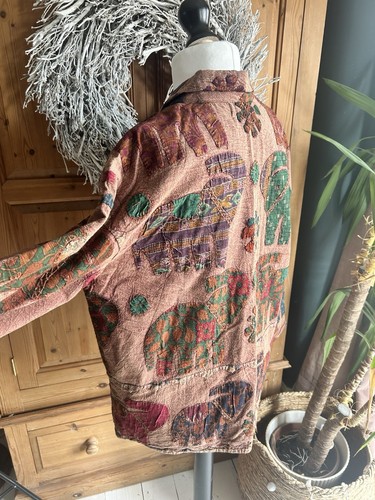 ORVIS Vintage Patchwork Kantha Elephant Cotton Jacket Size M Ch 50” - Picture 8 of 12