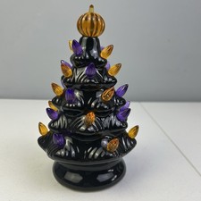 Halloween Lighted Tree Black Ceramic Retro St...
