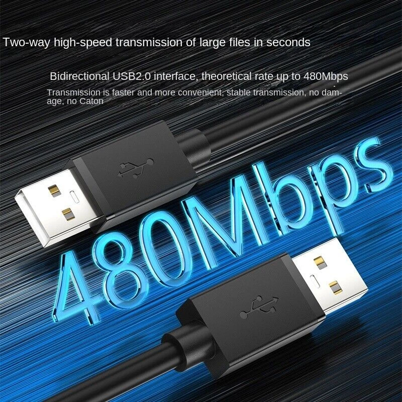 USB 2.0 A to A Cable Male to Male Lead 24AWG Copper High-Speed 50cm 1m 2m 3m 5m - Image 2 of 4