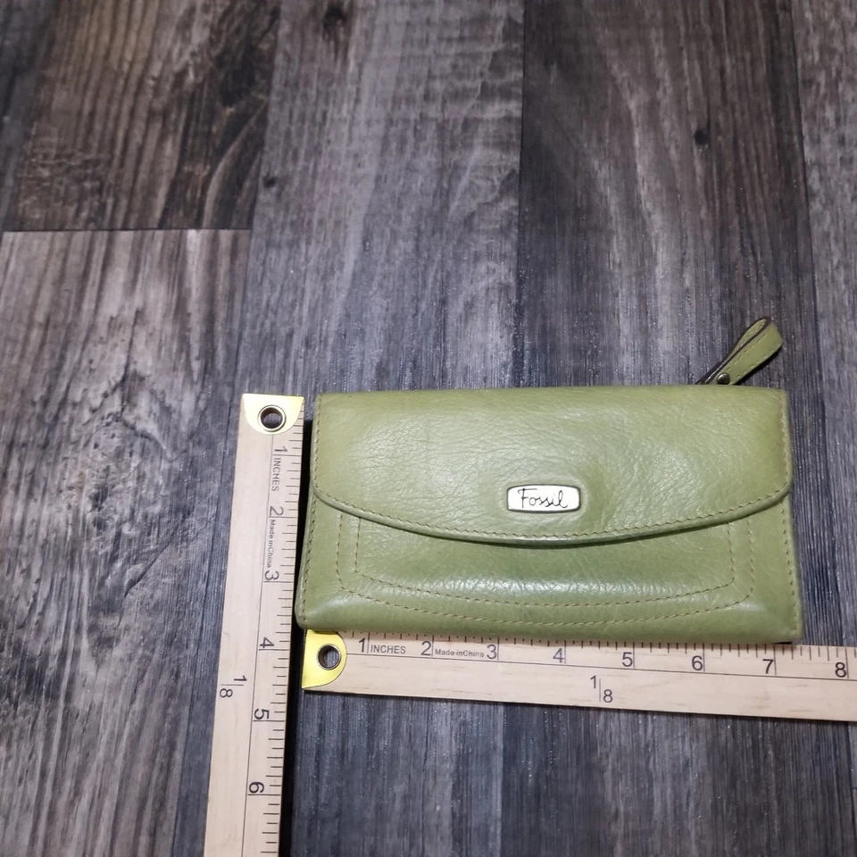 Cartera para mujer Fossil verde boho varios bolsillos cierre de cremallera Foto 2 de 4