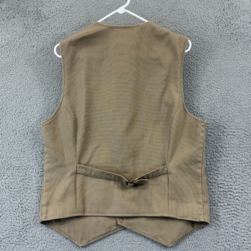 Duluth Trading Vest Mens Medium Beige Button Up Pocket Lined Waist Coat Outdoor - Picture 2 of 10