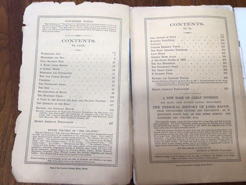 The Atlantic Monthly 1861 - eleven Issues (missing March) History, ADs, authors - Bild 3 von 15
