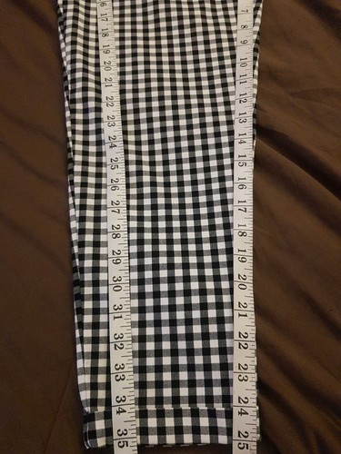 Bershka Womens High Waist Pants Capris Plaid Stretch Preppy Roll Hem Size Large - Picture 13 of 13
