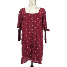 Anthropologie Raga NWT Red Leaf Button Front Dress Large