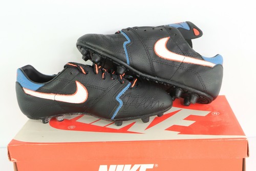 NOS Vintage 90s Nike Rio FG Soccer Cleats Boots Black Blue Leather Womens 6.5 - Picture 6 of 10
