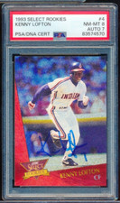 1993 Score SELECT ROOKIES DUFEX INSERT #4 Kenny Lofton PSA 8 signed PSA/DNA 7