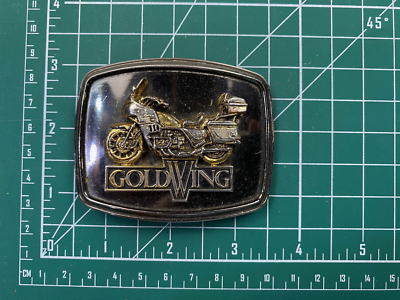Vintage 1979 Raintree Honda Goldwing Motorcycle Belt Buckle Black Gold Promo Raintree Goldwing Motorcycle Biker Belt Buckle Black Gold  main image 4