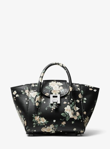 Michael Kors Collection Bancroft Mini Floral Calf Leather Satchel Black Bag $990 - Picture 14 of 16