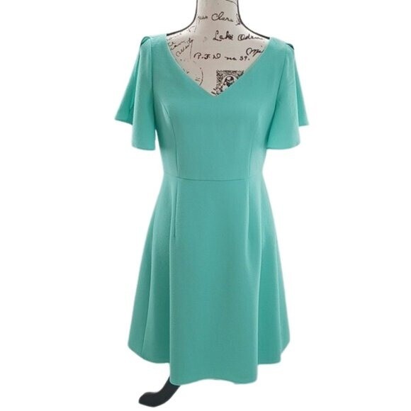 Adrianna Papell Dress Mint Green Flutter Sleeve Knee … Gem
