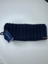 NWT Nautica Headband Winter Navy Women's Chunky Cable Fleece Ear Warmers OS NEW