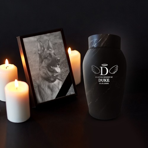 Urna personalizada para mascotas para perros cenizas acero inoxidable grabada a medida, patrón de mármol - Imagen 18 de 77