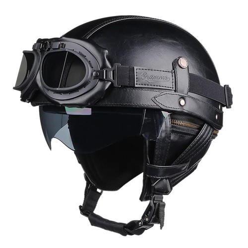 Casco de motocicleta retro certificación DOT cascos de motocicleta hombres mujeres medio casco HD - Imagen 27 de 28