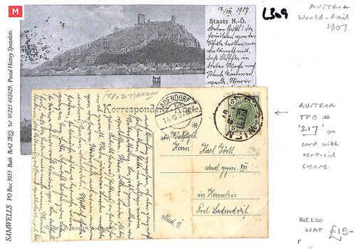 Austria Card *TPO #217* Railway Ladendorf 1907 Postcard PPC{samwells-covers}L309 - Picture 7 of 9