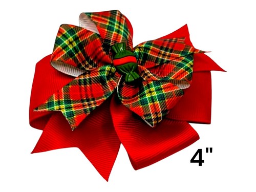 Plaid Girl Girls Red Clip Stacked 3 Size Hair Bow Tartan  HairBows  HairBow  - Picture 3 of 4